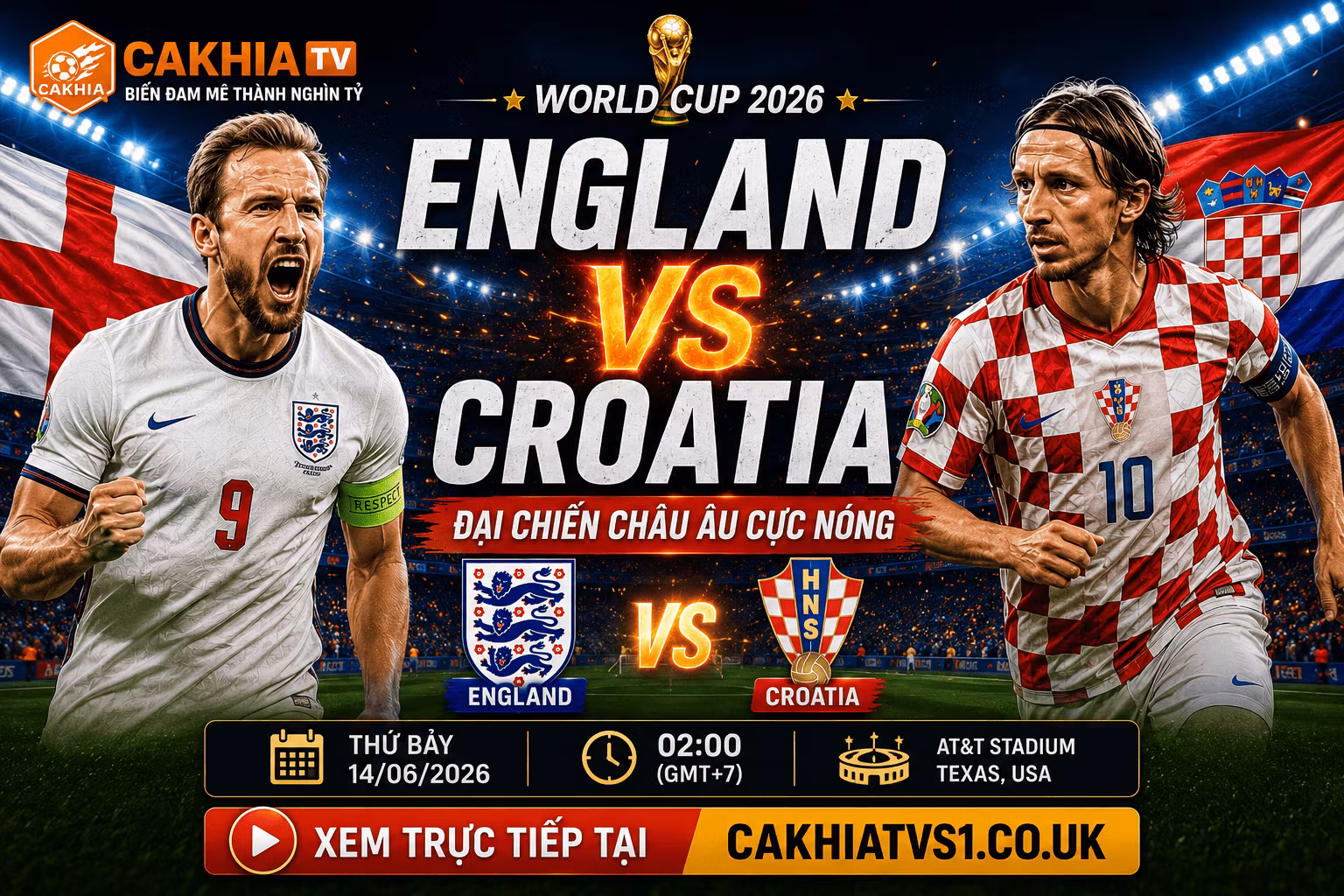 England vs Croatia – Đại Chiến Châu Âu Cực Nóng Tại World Cup 2026